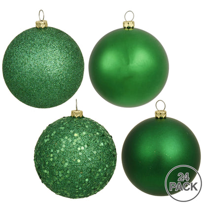Vickerman 2.4" Green 4-Finish Ball Ornament Assortment 24 per Box