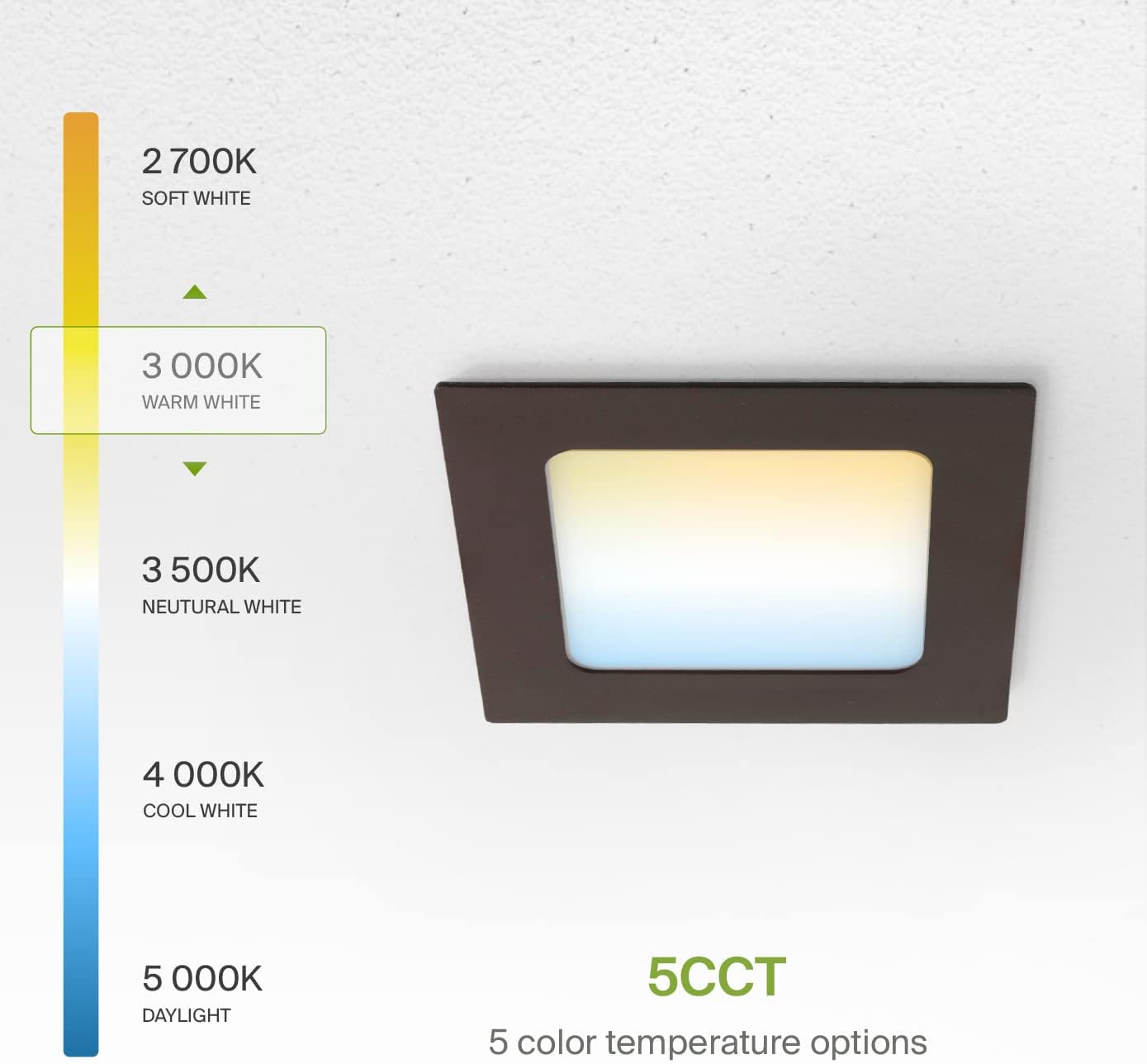 ASD Lighting LED Recessed Mini Panel Square 4inch 12W 120V Triac 2700/3000/3500/4000/5000K Bronze UL Energy Star 6 pack
