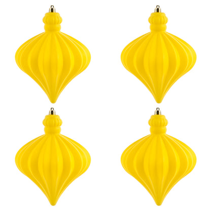 Vickerman 6" Yellow Matte Onion Drop Christmas Ornament 4 per pack