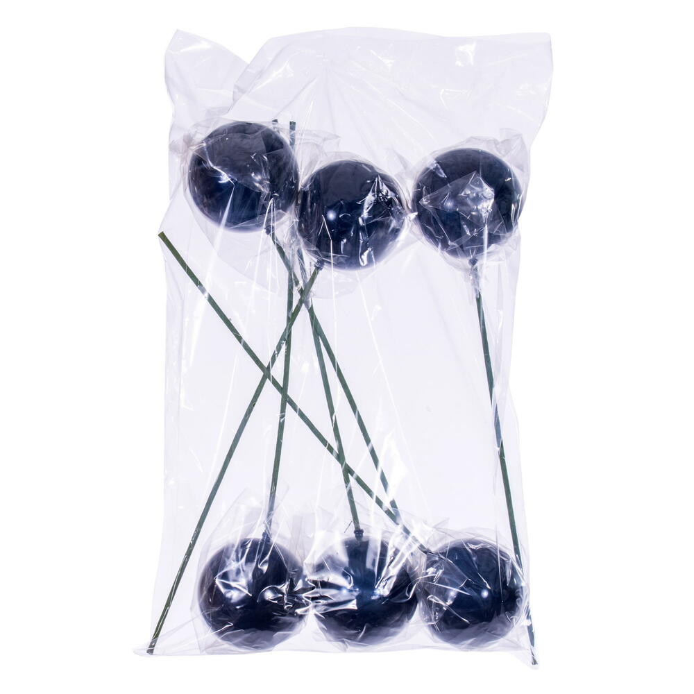 Vickerman 4" x 18" Midnight Blue Pearl Ball Ornament Stick 6 per bag.