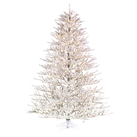 Vickerman 10' x 81" Flocked Pistol Pine Artificial Pre-lit Christmas Tree Warm White 3mm LED Lights.