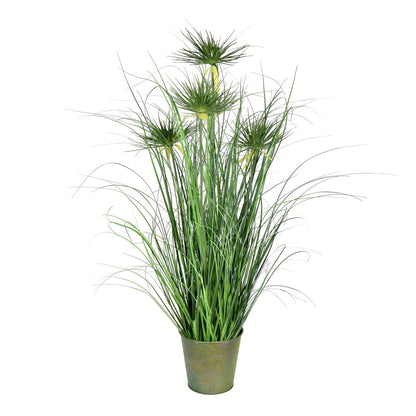 Vickerman 36" Artificial Potted Green Grass and Cyperus Heads.