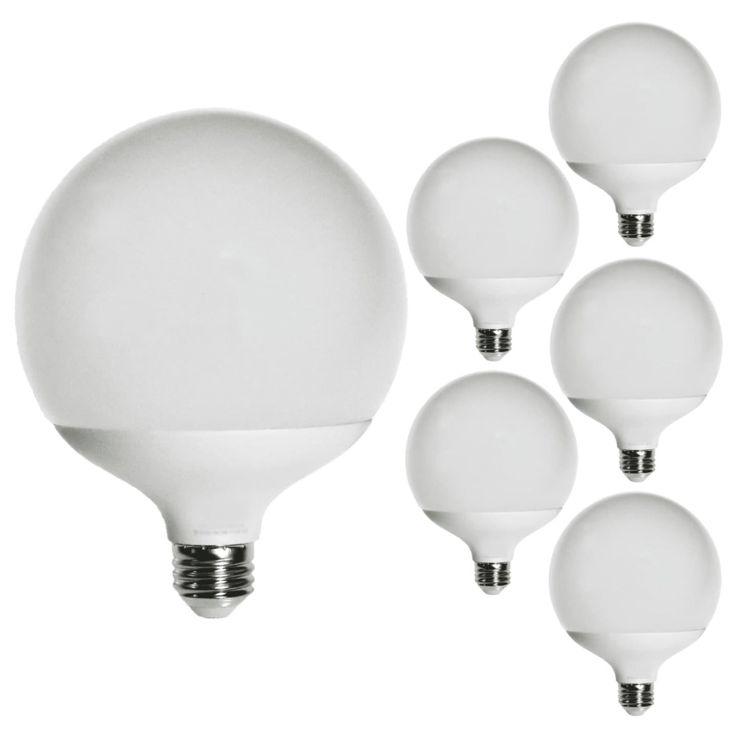 Damar- G40 LED Replacement Globe Light Bulb Frosted Finish 18W 1600 Lumens 5000K Bright White E26 Medium Base Dimmable Pack of 6- Shatterproof Indoor Outdoor Lamp for String Lights Patio Caf?