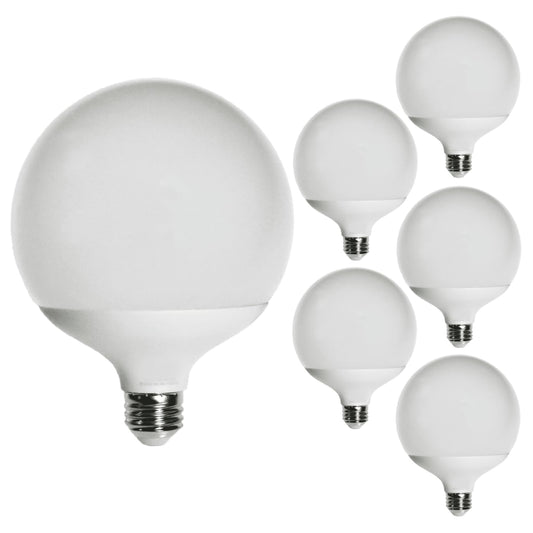 Damar- G40 LED Replacement Globe Light Bulb Frosted Finish 18W 1600 Lumens 5000K Bright White E26 Medium Base Dimmable Pack of 6- Shatterproof Indoor Outdoor Lamp for String Lights Patio Caf?