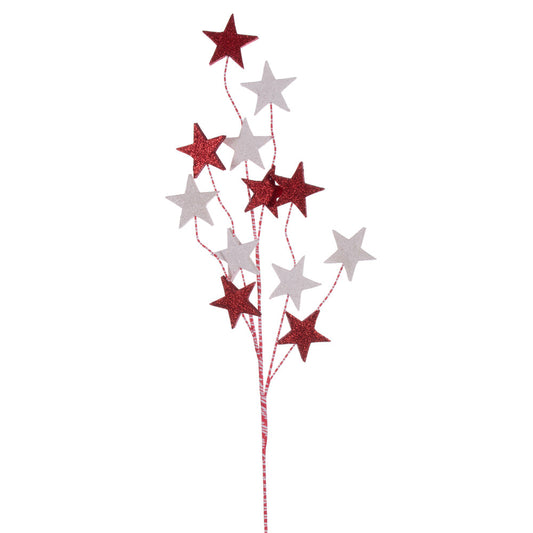 Vickerman 34" Red and White Stars Glitter Spray 6 per bag.