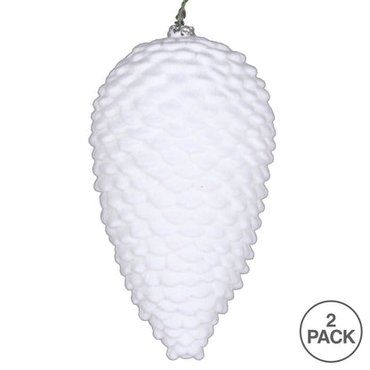 Vickerman 7" White Flocked Pinecone Christmas Ornament Pack of 2