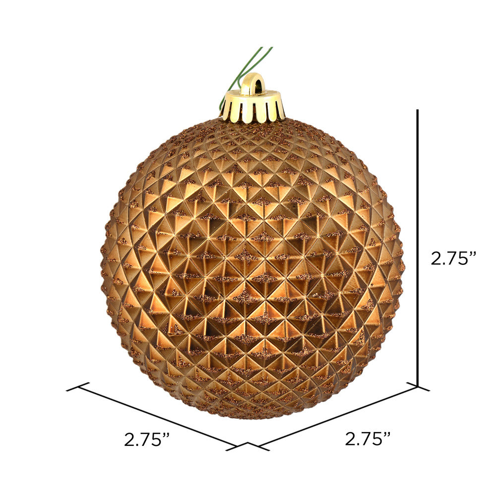 Vickerman 2.75" Mocha Durian Glitter Ball Ornament 12 per Bag