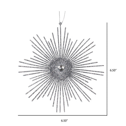 Vickerman 6.5" Pewter Snowflake Burst Glitter Christmas Ornament 6 per Bag