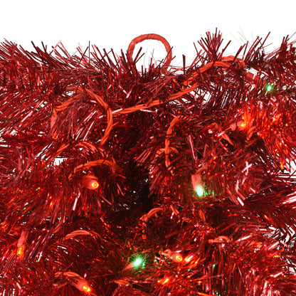 Vickerman 36" Artificial Deluxe Red Tinsel Christmas Teardrop Red and Green Single Mold Wide Angle Mini Lights