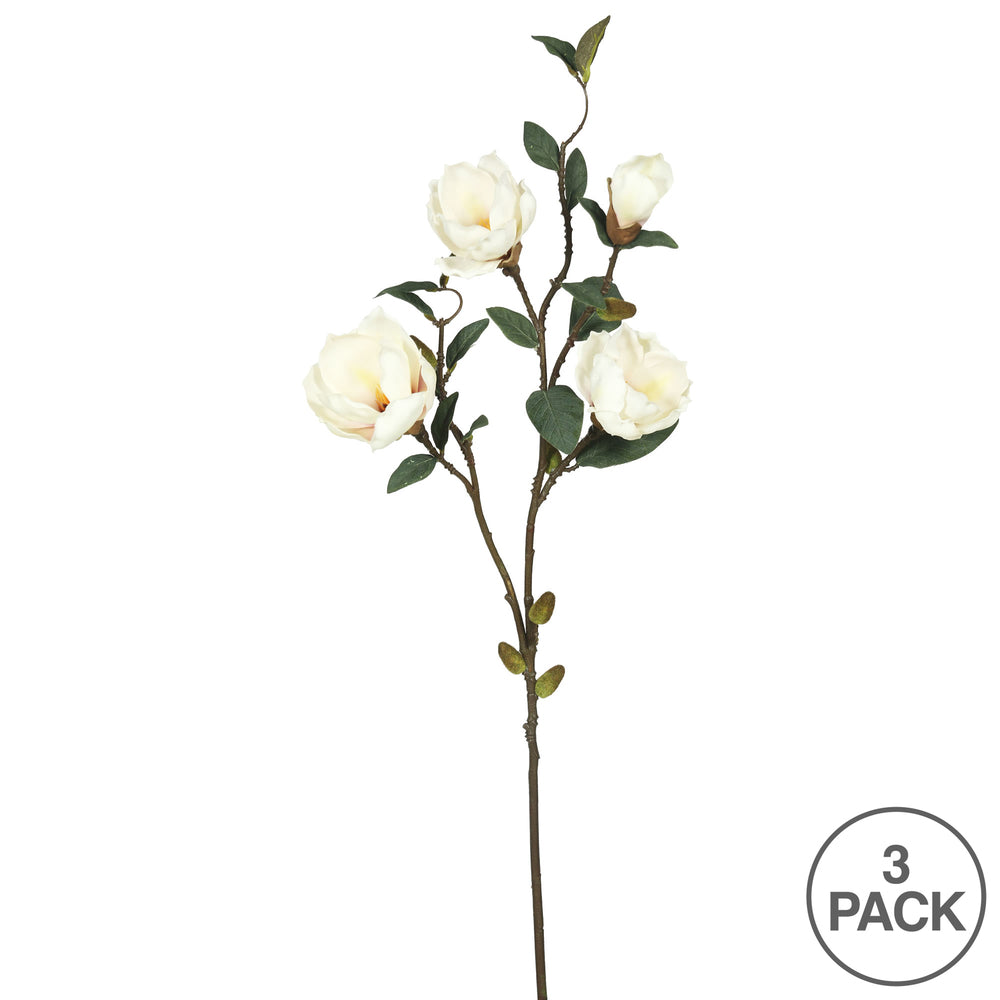 Vickerman 38" Cream Magnolia Artificial floral Stem Set of 3