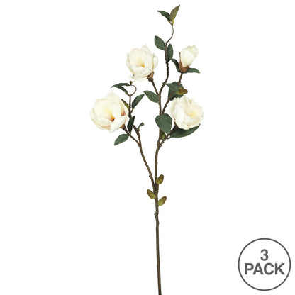 Vickerman 38" Cream Magnolia Artificial floral Stem Set of 3