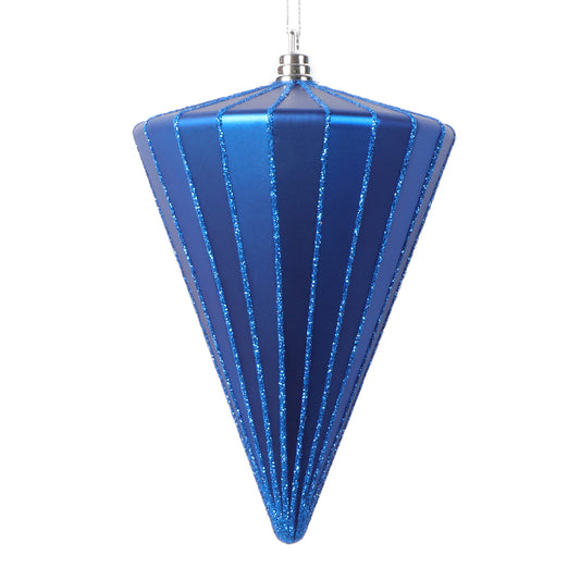 Vickerman 6" Matte Blue Cone Ornament 3 per bag.