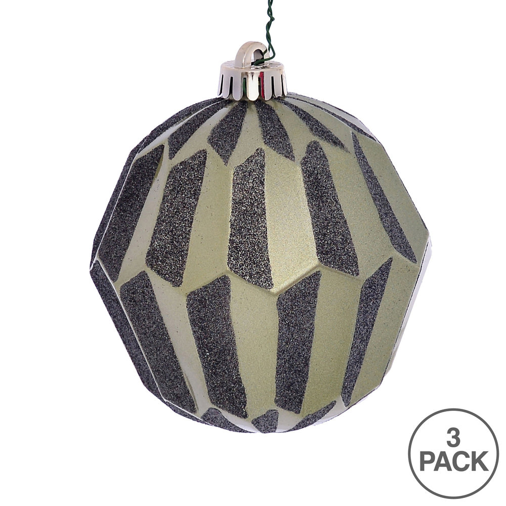 Vickerman 5" Wrought Iron Glitter Faceted Ball Ornament 3 per Bag