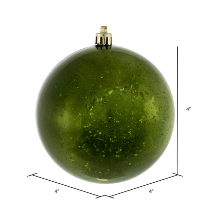 Vickerman 4" Moss Green Shiny Mercury Ball Ornament 6 per Bag.