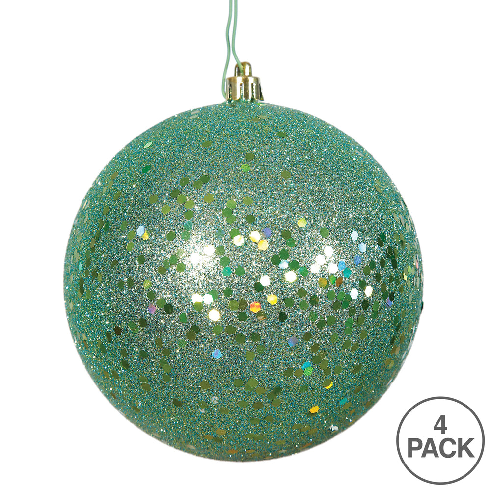 Vickerman 6" Sea Foam Sequin Ball Ornament 4 per Bag