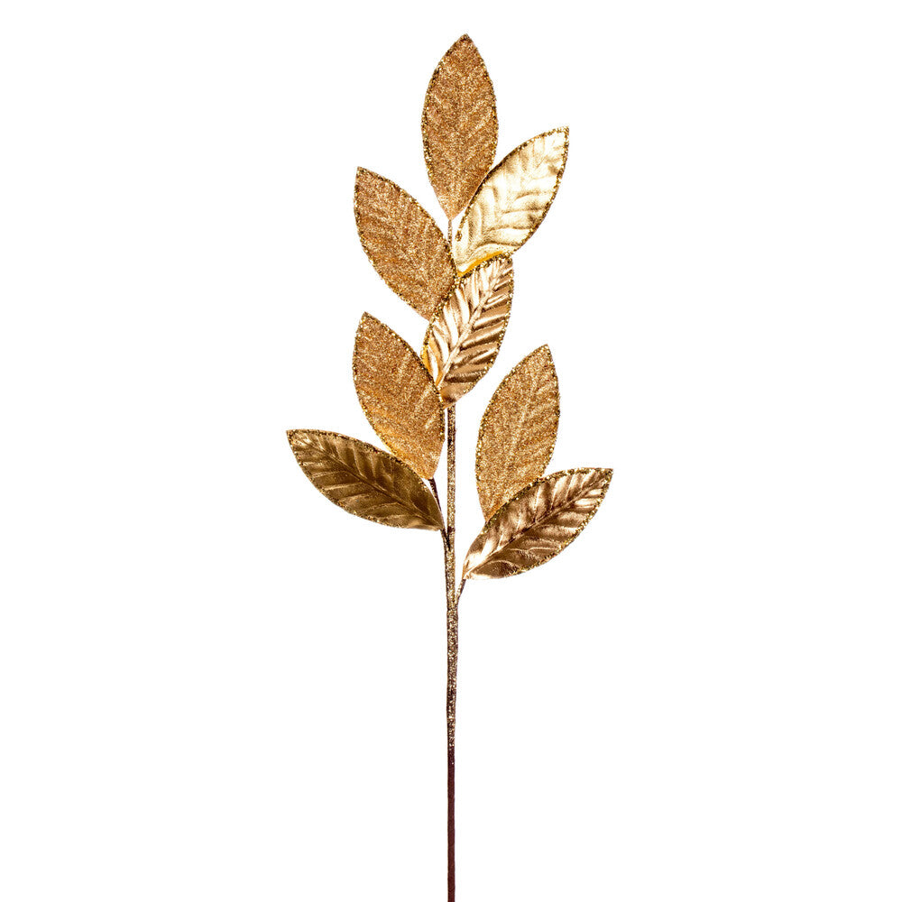 Vickerman 27.5" Gold Metallic Leaf Glitter Spray 3 per bag.