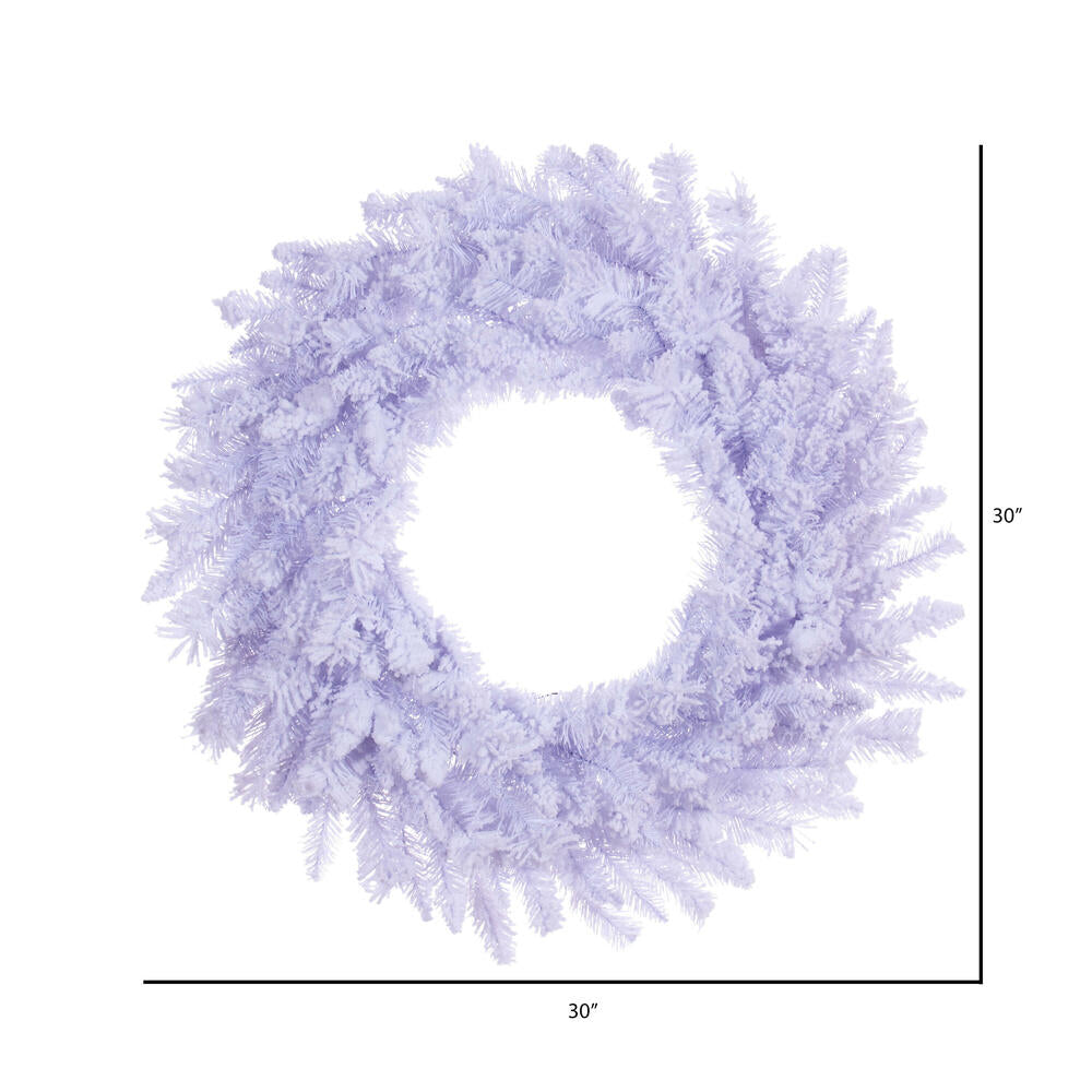 Vickerman 30" Flocked White Wreath with 196 PVC Tips Unlit