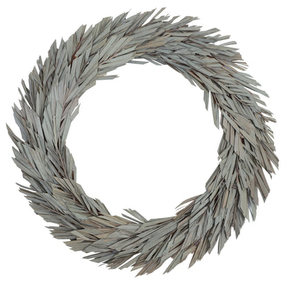 Vickerman Natural Botanicals 24" Natural Canna Leaf Wreath. This wreath measures 24 inches in diameter. It features natural canna leaves on a coco fiber base. This is a dried and preserved natural product.