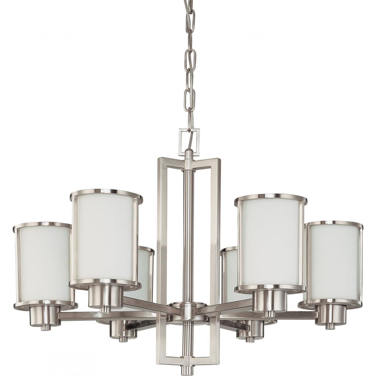 Satco Nuvo Odeon 3-6 Light Chandelier With Satin White Glass