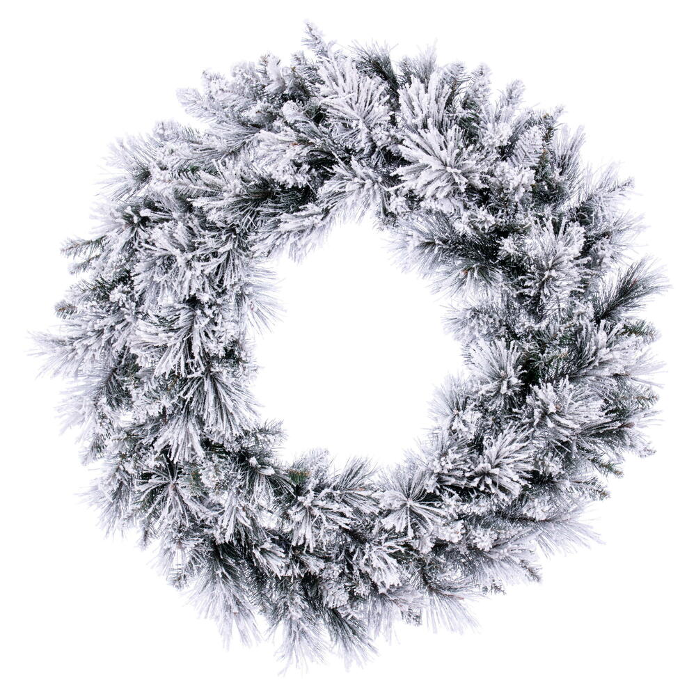 Vickerman 36" Flocked Jackson Pine Artificial Unlit Wreath with 195 Realistic Hardneedle/PVC Tips