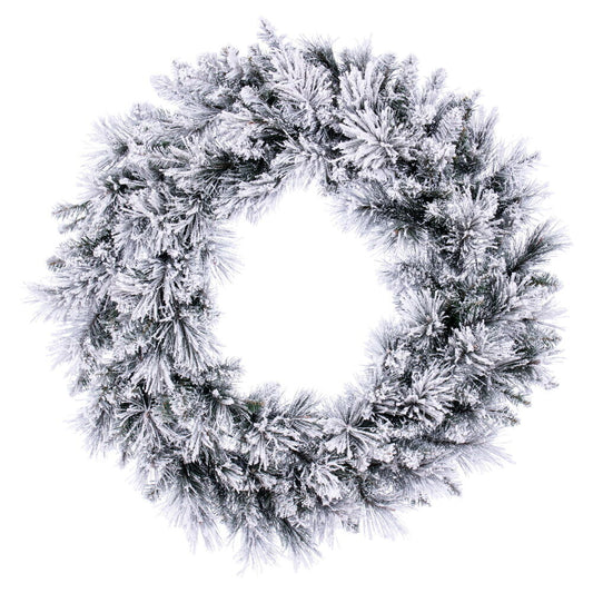 Vickerman 36" Flocked Jackson Pine Artificial Unlit Wreath with 195 Realistic Hardneedle/PVC Tips