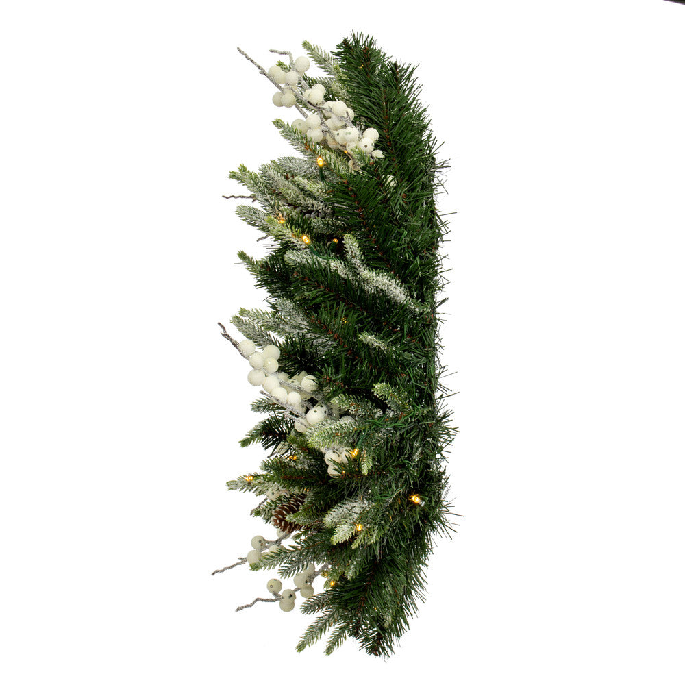 Vickerman 24" Frosted Berry Mixed Pine Cone Artificial Pre-Lit Wreath Battery Operated LED Lights