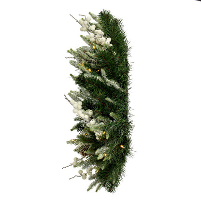 Vickerman 24" Frosted Berry Mixed Pine Cone Artificial Pre-Lit Wreath Battery Operated LED Lights