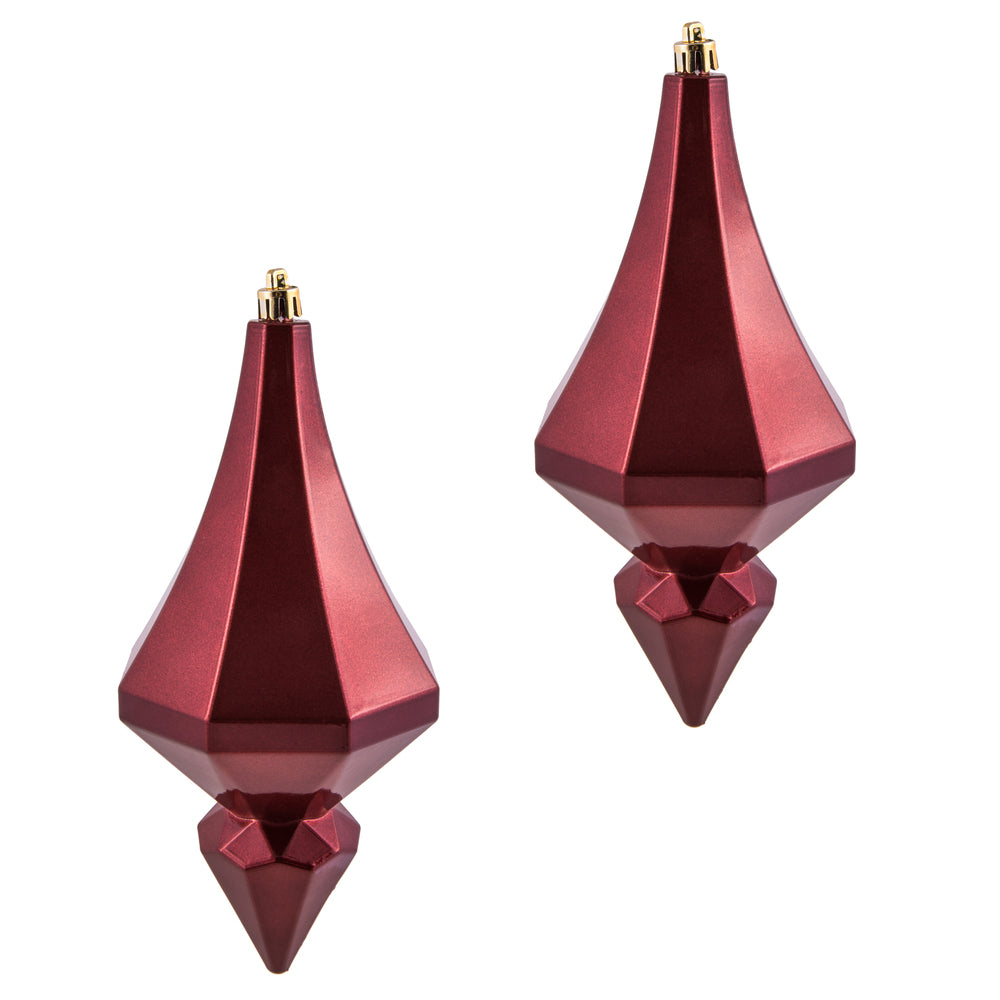 Vickerman 8" Berry Red Candy Finish Diamond Finial Ornament Pack of 2