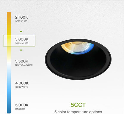 ASD Lighting LED Trimless Downlight Round 4inch 15W 120V Triac 2700/3000/3500/4000/5000K Black ETL Energy Star