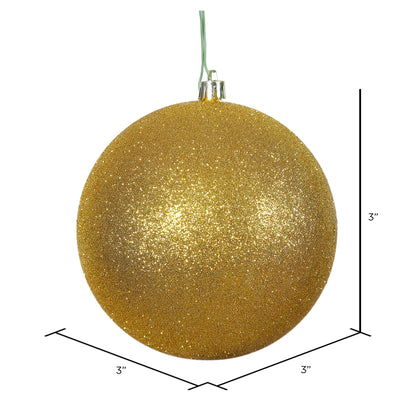 Vickerman 3" Antique Gold Glitter Ball Ornament 12 per Bag