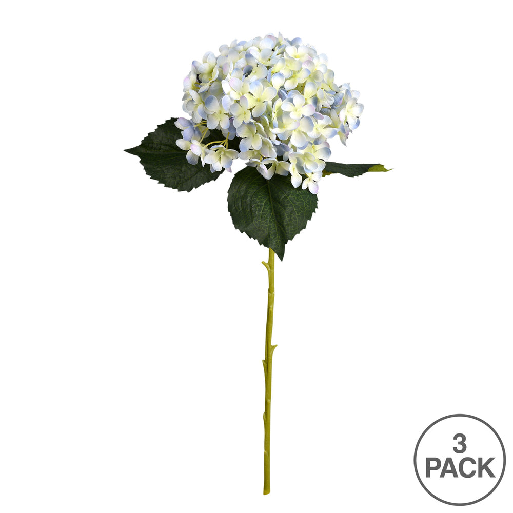 Vickerman 19" Artificial Blue Hydrangea Spray. Includes 3 sprays per pack.
