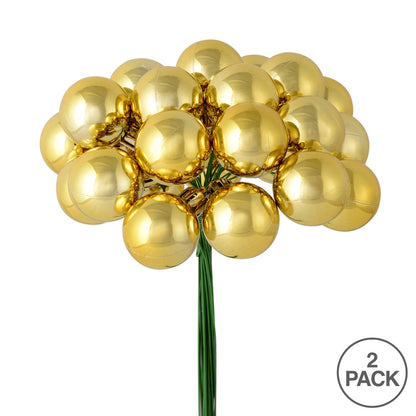 Vickerman 6" Gold Shiny Ball Ornament Christmas Pick Pack of 2