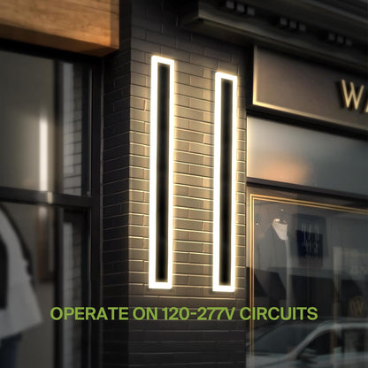 ASD Lighting LED Outdoor Wall Sconce wide acrylic 72" 40W 120-277V CCT Selectable 3000/4000/5000K Dimmable Black ETL
