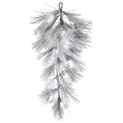 Vickerman 32" Flocked Alder Long Needle Pine Artificial Christmas Teardrop Warm White C7 LED Lights