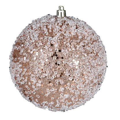 Vickerman 6" Café Latte Glitter Hail Ball Ornament 4 per Bag