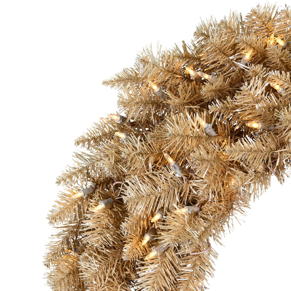 Vickerman 30" Gold Fir Artificial Christmas Wreath with Warm White Dura-lit LED Lights