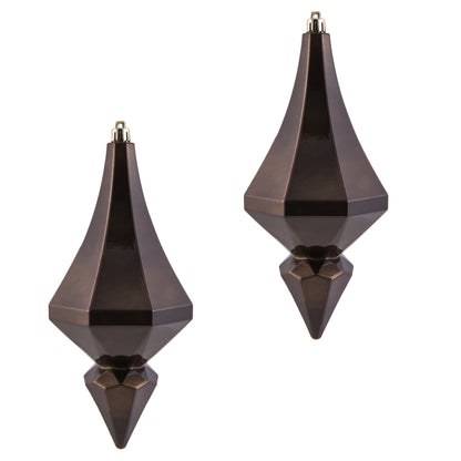 Vickerman 8" Chocolate Candy Finish Diamond Finial Ornament Pack of 2