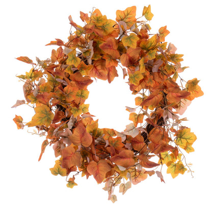 Vickerman 22" Fall Orange Artificial Leaf Wreath.