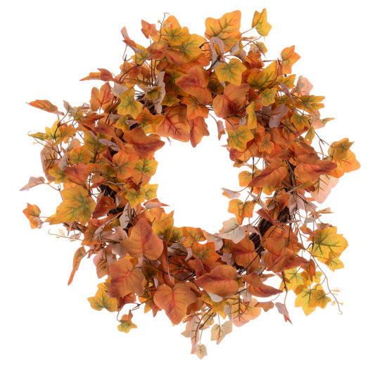 Vickerman 22" Fall Orange Artificial Leaf Wreath.