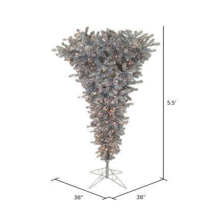 Vickerman 5.5' Silver Upside Down Artificial Christmas Tree Clear Dura-lit Incandescent Lights