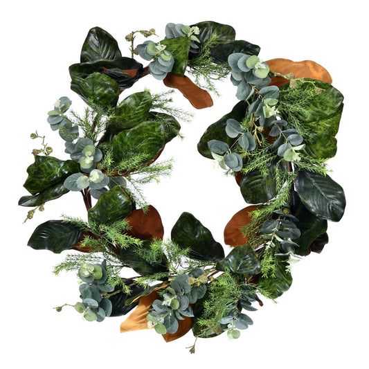 Vickerman 30" Artificial Green Magnolia Leaf Wreath.