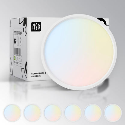 ASD Lighting LED Round Surface Mini Panel 5" 10W 120V CCT Selectable 3000/4000/5000K Dimmable White ETL Energy Star 6pack
