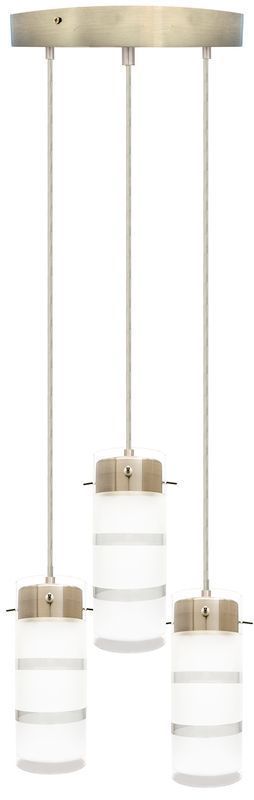 Westgate Triple Pendant Integrated LED With Frosted Etched Glass Shades, Round Config, 36W 2430 Lumens C90 5Cct 27/30/35/40/50K, Brushed Nickel, Residential Lighting, 36W, 2430 Lumens, 27K/30K/35K/40K/50K, Brushed-Nickel Finish, TRIAC Dimmin