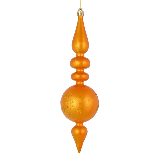 Vickerman 10 by 2.4" Antique Gold Candy Glitter Snowflake Finial 4/Bag. Add some sparkle and shine to your holiday decorating projects with this 10 inch finial ornament. Made with shatterproof plastic. Ornament has a drilled cap secured with green floral