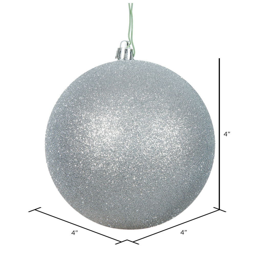 Vickerman 4" Silver Glitter Ball Ornament 6 per Bag