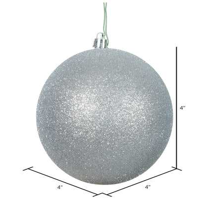 Vickerman 4" Silver Glitter Ball Ornament 6 per Bag