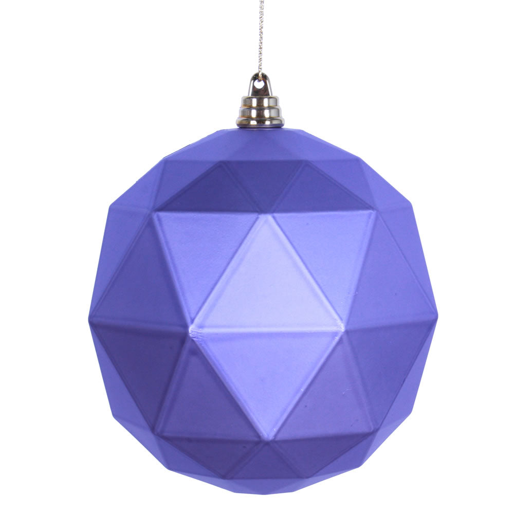 Vickerman 6" Lavender Geometric Ball Ornament Featuring a Matte Finish. Comes 4 per bag