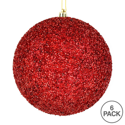 Vickerman 4" Wine Beaded Ball Ornament 6 per Bag