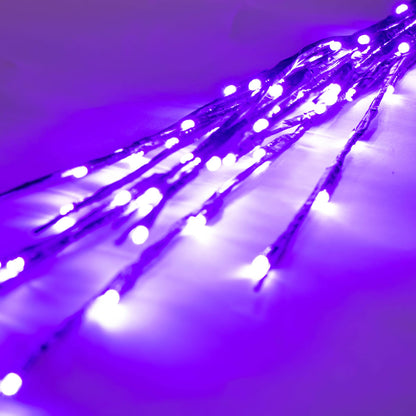 Vickerman 60 Purple Wide Angle LED Twig Light Set on Brown Wire Pack of 3