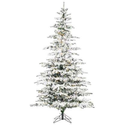 Vickerman 7.5' Flocked Sierra Fir Artificial Christmas Tree with Pure White Single Mold LED lights